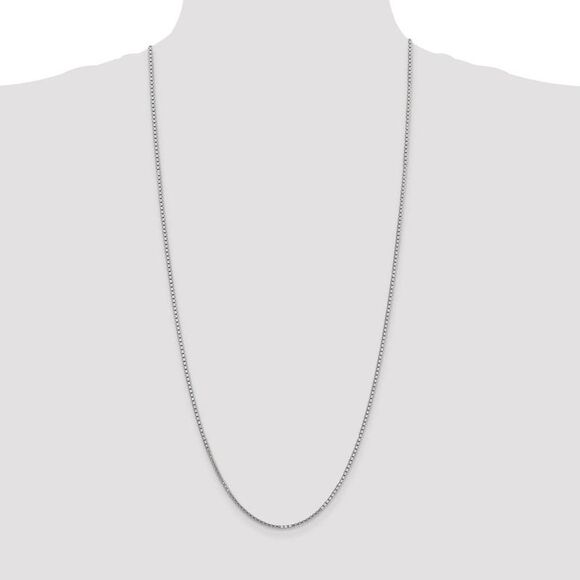 1.9mm 14k White Gold Solid Classic Box Chain Necklace, 30 Inch - Picture 3 of 8